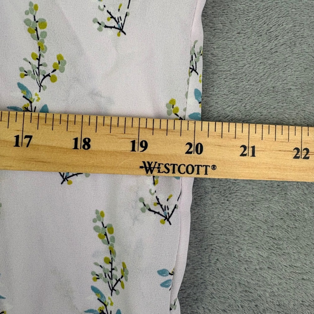 LOFT Womens M Pink Floral Button Down Roll Tab‎ Sleeve Blouse Botanical Career - Picture 8 of 12